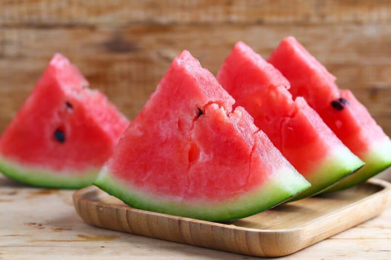 - fresh sliced watermelon wooden background - ภาพที่ 17