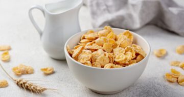 เมนูซีเรียล - high angle breakfast corn flakes bowl with milk wheat Large - ภาพที่ 1