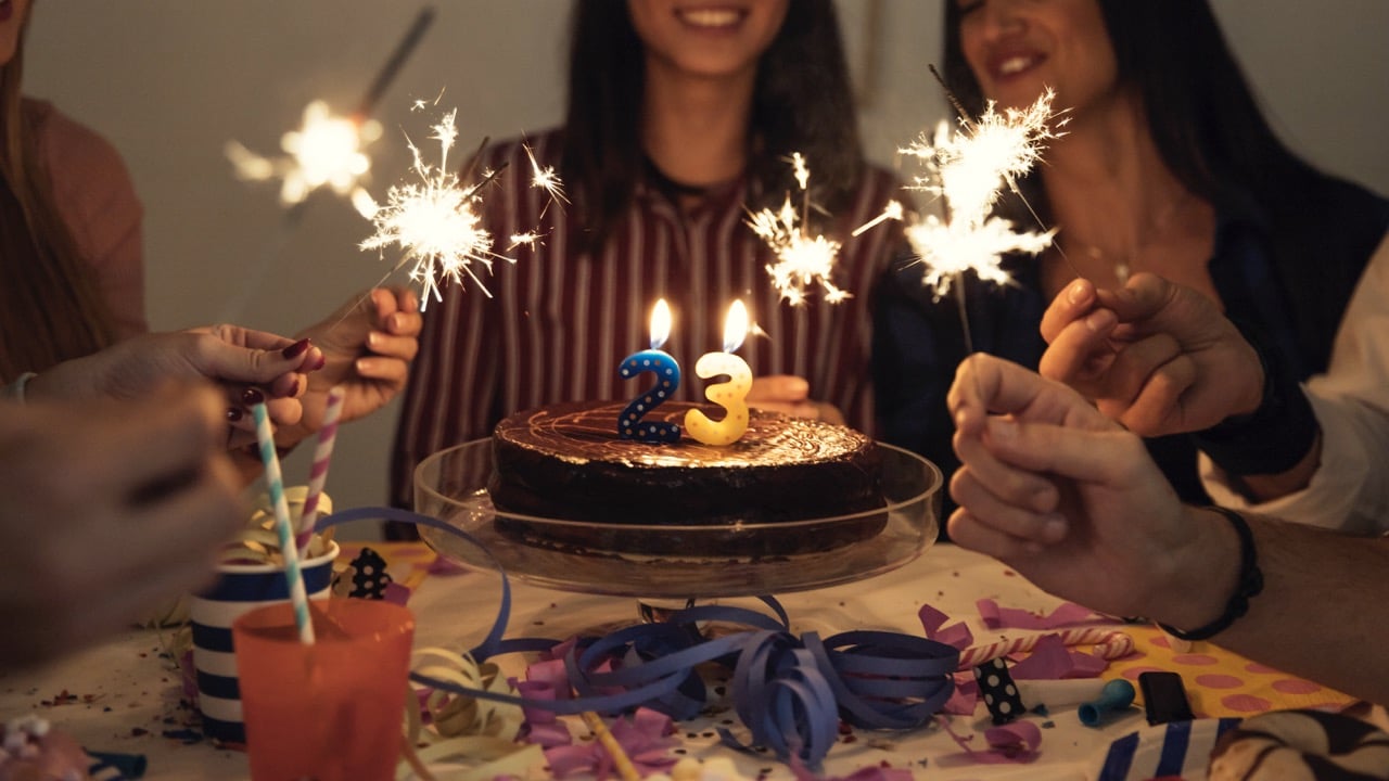 แคปชั่นวันเกิดตัวเอง - sparklers birthday cake Large - ภาพที่ 2