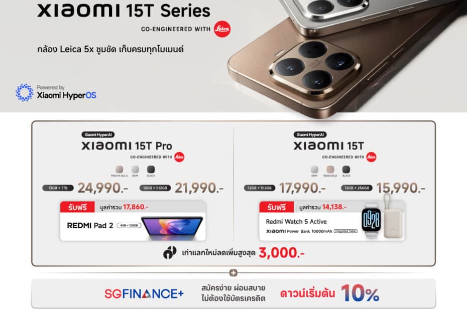 image001 เสียวหมี่ ประเทศไทย เปิดตัวสมาร์ทโฟน Xiaomi 15T Series สมาร์ทโฟนที่ผสมผสานเลนส์อันโดดเด่นเข้ากับเทคโนโลยีอันล้ำสมัยและการออกแบบระดับเรือธง