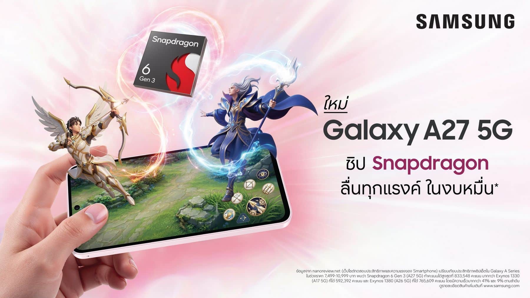 ซัมซุงเปิดตัว Galaxy A27 5G ที่มาพร้อมความเร็วแรงของ Snapdragon® 6 Gen 3ยกระดับประสบการณ์หน้าจอสมจริงและเต็มตาพร้อมอัปเกรดฟีเจอร์ Awesome Intelligence สู่ผู้ใช้งานมากขึ้น