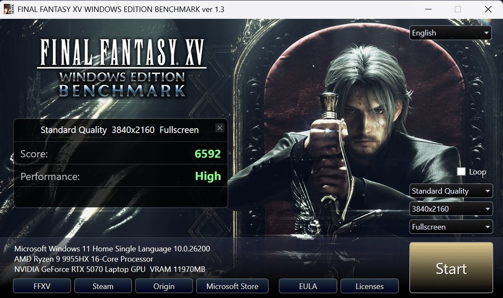 FF XV 4K รีวิว ROG Strix G16 (G614FP) ขุมพลัง Ryzen 9 คู่ RTX 5070