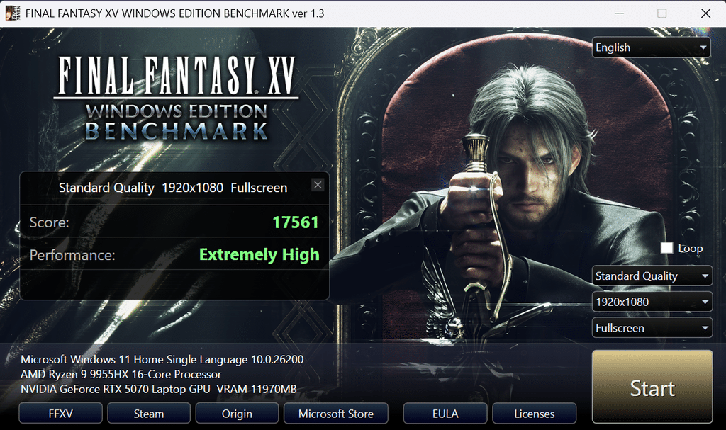 FF XV FHD รีวิว ROG Strix G16 (G614FP) ขุมพลัง Ryzen 9 คู่ RTX 5070